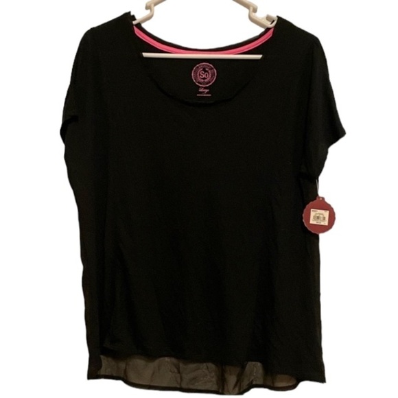SO Knitwoven Solid Black Scoop Tee NWT Size Large - Picture 1 of 5